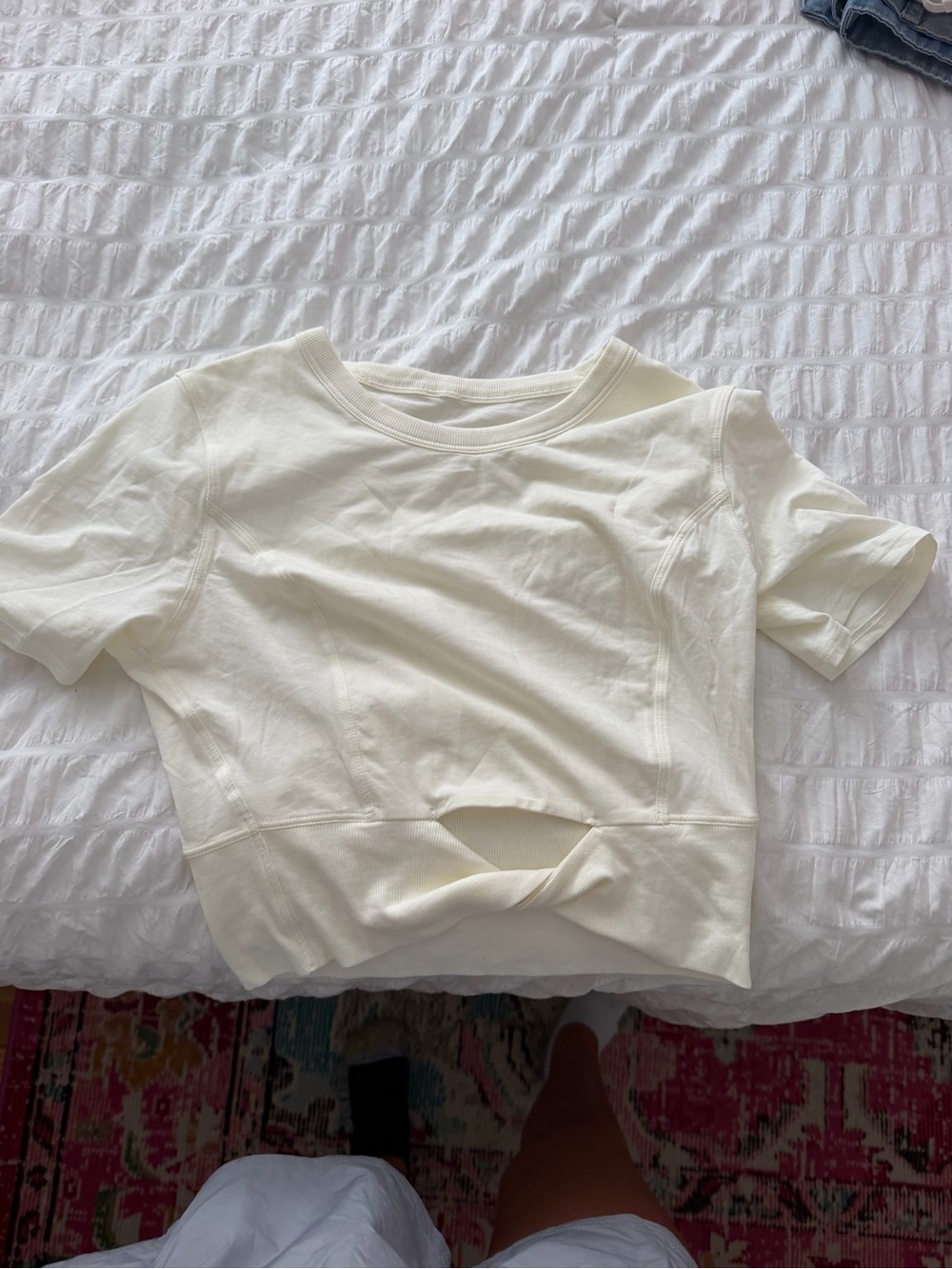lululemon athletica Cream Twist-Front Cropped Tank